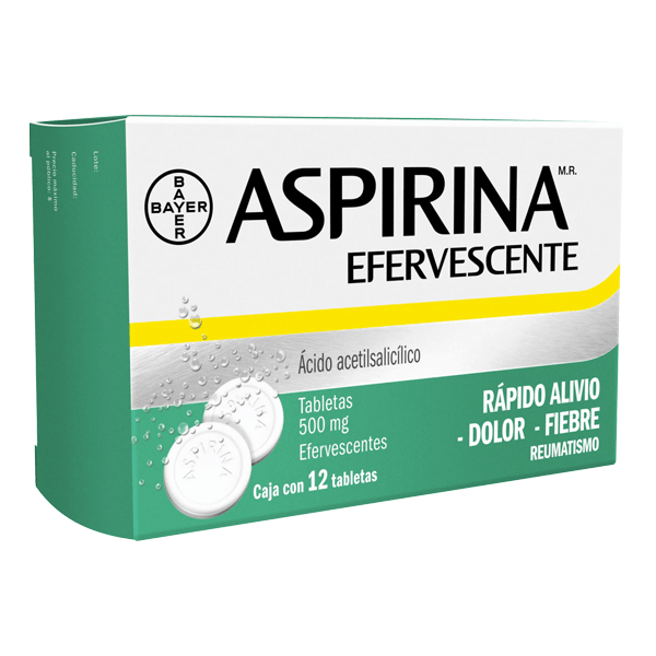 ACIDO ACETILSALICILICO 500MG 12 TABLETAS EFERVESCENTES ASPIRINA
