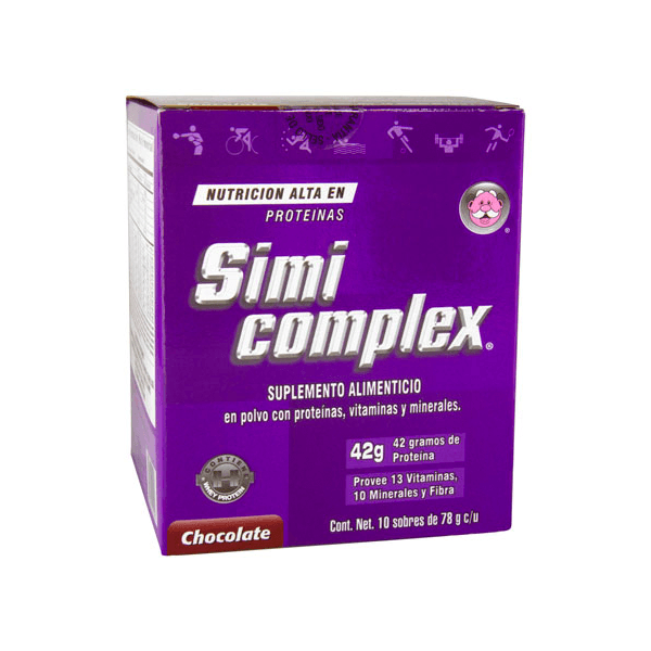 SIMICOMPLEX PROTEINAS / VITAMINAS / MINERALES SABOR CHOCOLATE POLVO 10 SOBRES