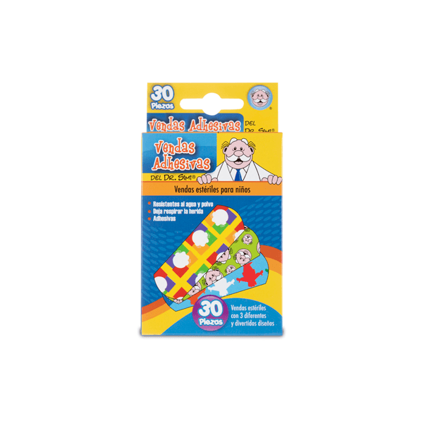 VENDAS ADHESIVAS PARA NIÑOS CON FIGURAS 30 PIEZAS