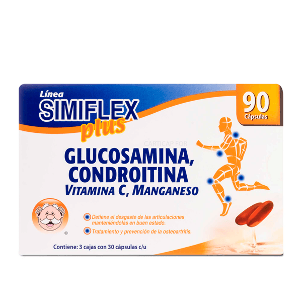 SIMIFLEX PLUS GLUCOSAMINA / CONDROITINA / VITAMINA C / MANGANESO 90 CAPSULAS