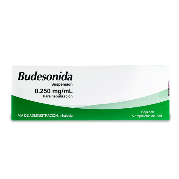BUDESONIDA SUSPENSION 0.500MG/2ML O 0.250MG/ML SUSPENSION PARA NEBULIZACION 5 AMPOLLETAS