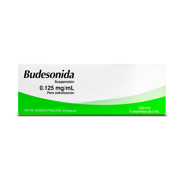 BUDESONIDA SUSPENSION 0.250MG/2ML O 0.125MG/ML PARA NEBULIZACION 5 AMPOLLETAS