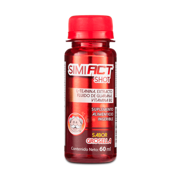 SHOT SIMIACT L-THEANINA / GUARANA / VITAMINA B12 SABOR GROSELLA 60 ML 1 PIEZA