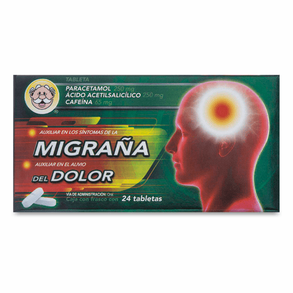 PARACETAMOL 250 MG / ACIDO ACETILSALICILICO 250 MG / CAFEINA 65 MG 24 TABLETAS