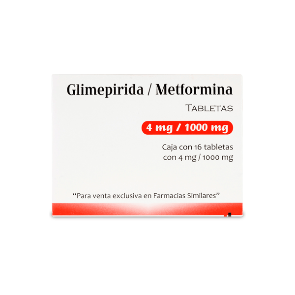 METFORMINA / GLIMEPIRIDA 1000MG/4MG 16 TABLETAS