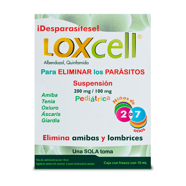 LOXCELL QUINFAMIDA / ALBENDAZOL 100/200MG PEDIATRICO SUSPENSION 1 PIEZA