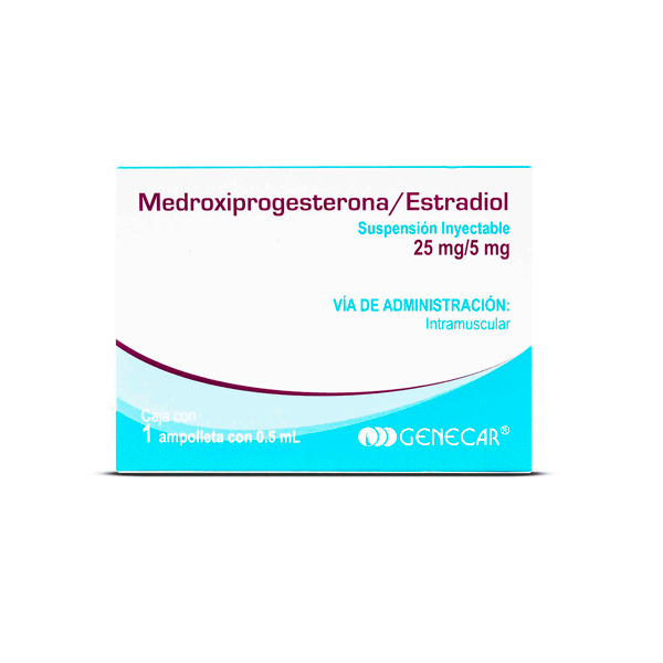 MEDROXIPROGESTERONA / ESTRADIOL SOLUCION INYECTABLE SIN JERINGA 1 AMPOLLETA