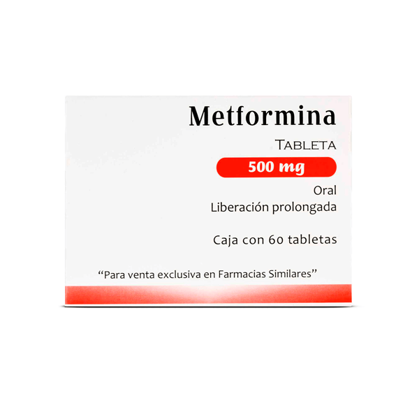METFORMINA 500 MG 60 TABLETAS LIBERACION PROLONGADA