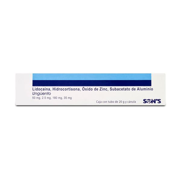 HIDROCORTISONA / LIDOCAINA / ALUMINIO/ OXIDO DE ZINC UNGÜENTO 20 GR 1 PIEZA