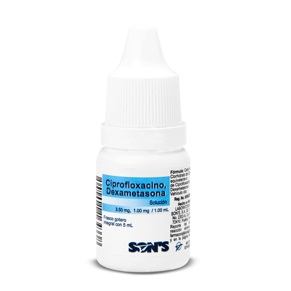 CIPROFLOXACINO / DEXAMETASONA 3.5/1 MG SOLUCION OFTALMICA 5 ML 1 PIEZA
