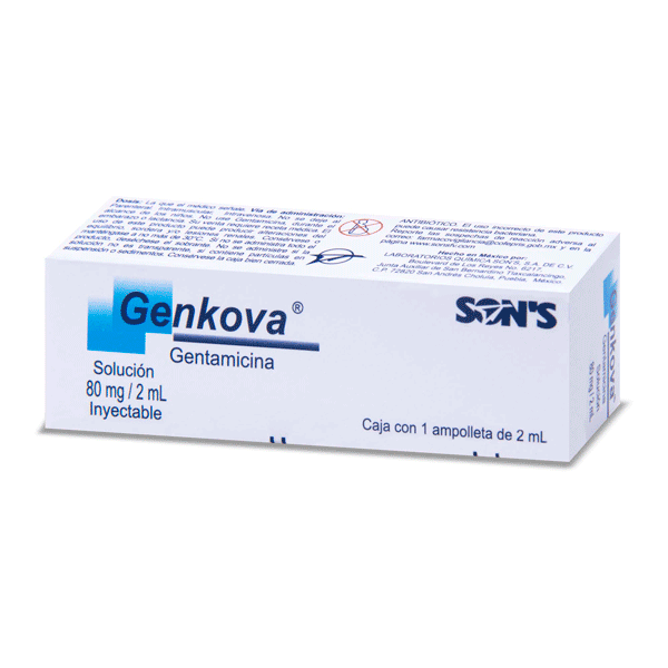 GENTAMICINA 80MG/2ML SOLUCION INYECTABLE 1 AMPOLLETA