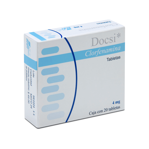 CLORFENAMINA 4 MG 20 TABLETAS