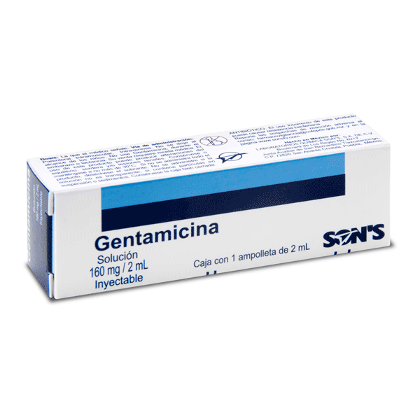 GENTAMICINA 160MG/2ML SOLUCION INYECTABLE 1 AMPOLLETA