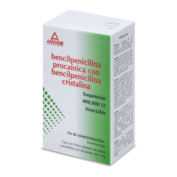 BENCILPENICILINA PROCAINICA / BENCILPENICILINA CRISTALINA 400000UI/2ML SUSPENSION INYECTABLE 1 PIEZA