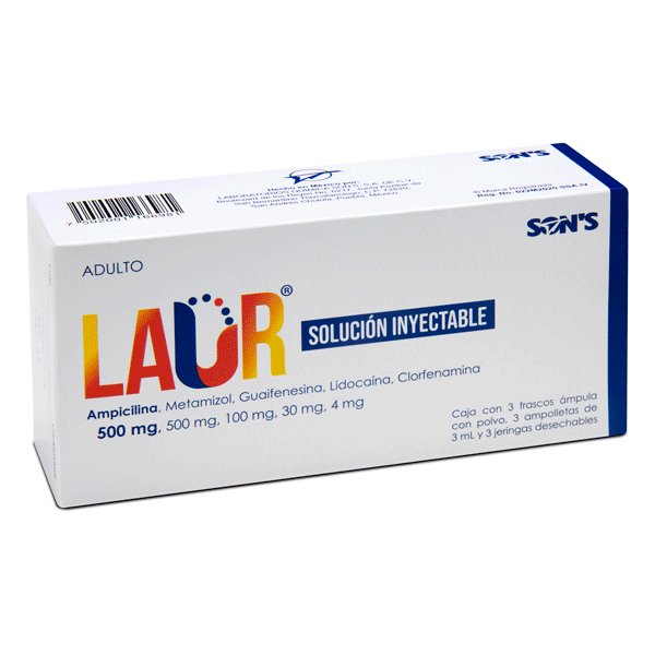 AMPICILINA / METAMIZOL / GUAIFENESINA / CLORFENAMINA ADULTO SOLUCIONINYECTABLE 3 AMPOLLETAS