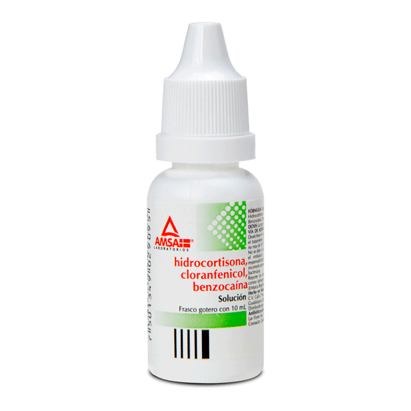 HIDROCORTISONA / CLORANFENICOL / BENZOCAINA SOLUCION OTICA 10 ML 1 PIEZA