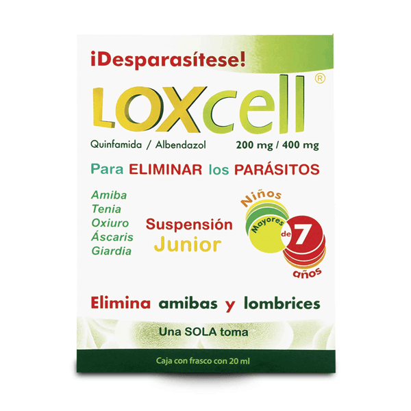 LOXCELL QUINFAMIDA / ALBENDAZOL 200/400MG JUNIOR SUSPENSION 1 PIEZA