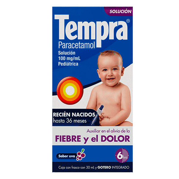 PARACETAMOL 100 MG/ML SOLUCION PEDIATRICA SABOR UVA TEMPRA 30 ML 1 PIEZA