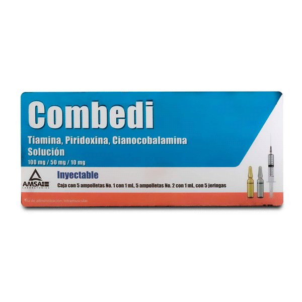 HIDROXOCOBALAMINA 10000 MCG / TIAMINA 100 MG / PIRIDOXINA 50 MG SOLUCION INYECTABLE 5 AMPOLLETAS