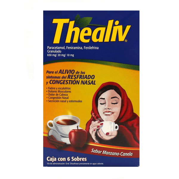 PARACETAMOL / FENIRAMINA / FENILEFRINA SABOR MANZANA CANELA GRANULADO 6 SOBRES