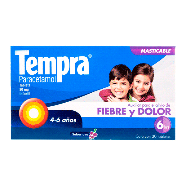PARACETAMOL 80MG 30 TABLETAS MASTICABLES TEMPRA