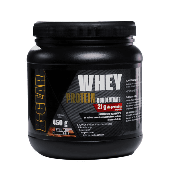 PROTEINA XGEAR WHEY EN POLVO SABOR CHOCOLATE 450 GR 1 PIEZA