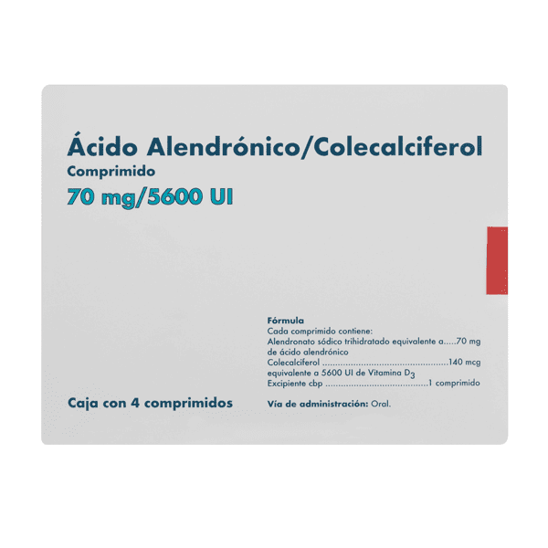 ALENDRONATO/COLECALCIFEROL VITAMINA D3 70MG/5 600UI 4 COMPRIMIDOS