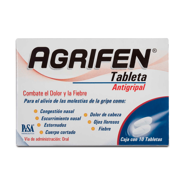 AGRIFEN PARACETAMOL 500 MG / CAFEINA 25 MG / FENILEFRINA 5 MG / CLORFENAMINA 4 MG 10 TABLETAS