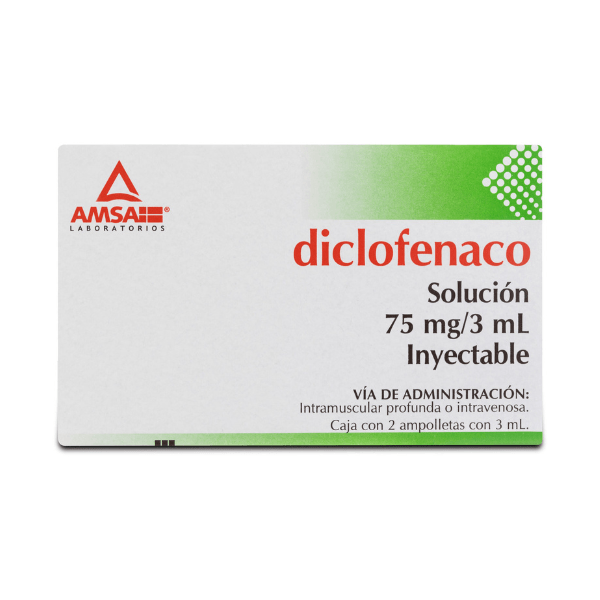 DICLOFENACO SODICO 75MG/3ML SOLUCION INYECTABLE 2 AMPOLLETAS