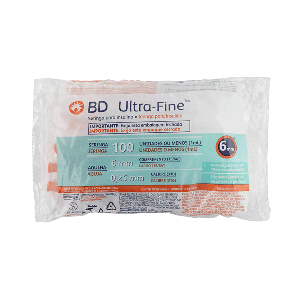 JERINGA PARA INSULINA 1ML 31X6 10 PIEZAS ULTRA FINE