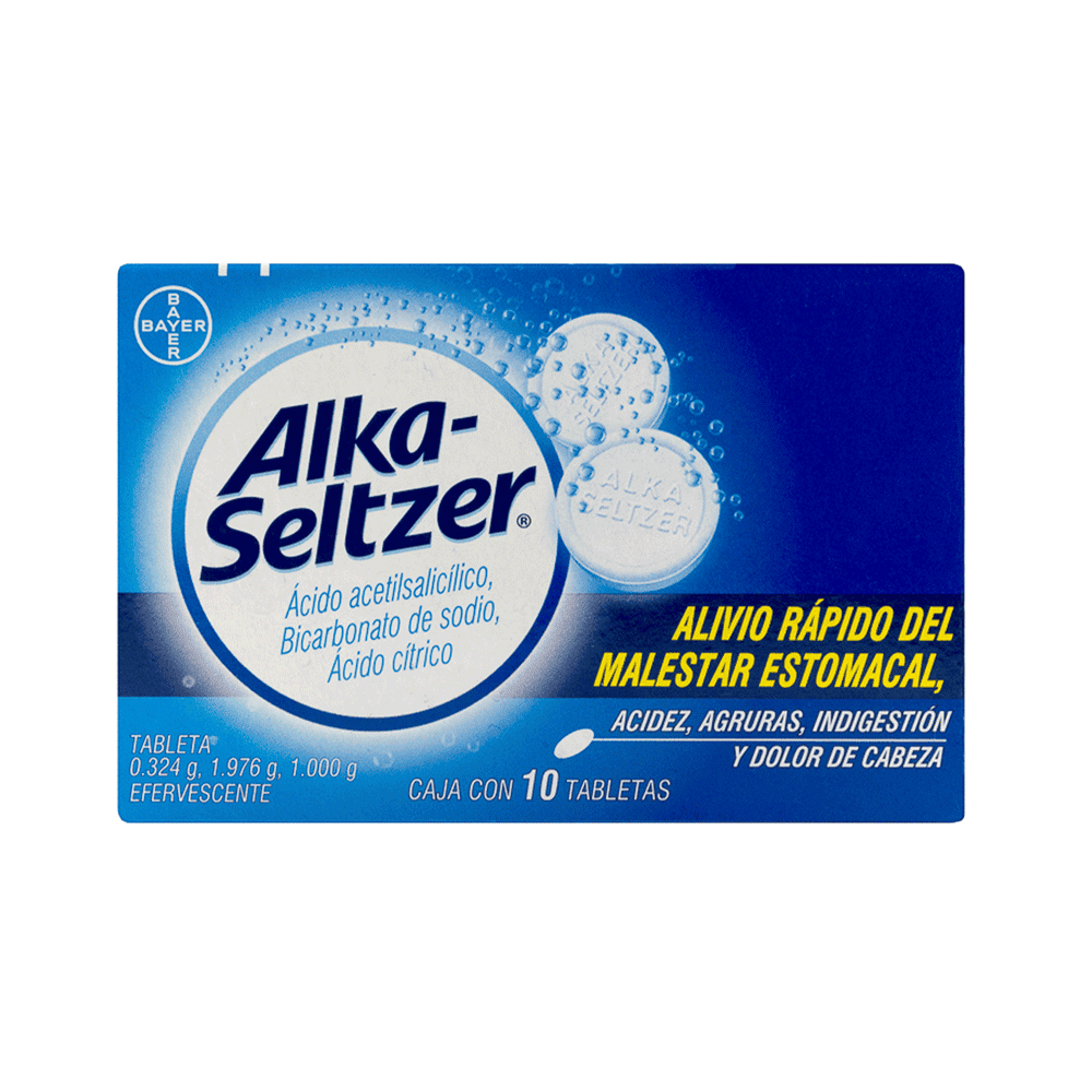 ACIDO ACETILSALICILICO/BICARBONATO DE SODIO/ACIDO CITRICO 10 TABLETAS ALKA SELTZER