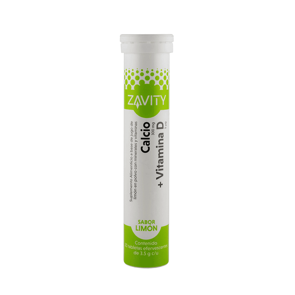 CALCIO/VITAMINA D3 20 TABLETAS EFERVESCENTES TUBO LIMON