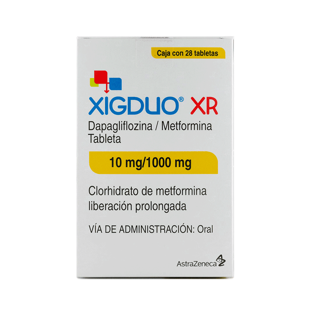 DAPAGLIFLOZINA/METFORMINA 10/1000MG 28 TABLETAS XIGDUO XR