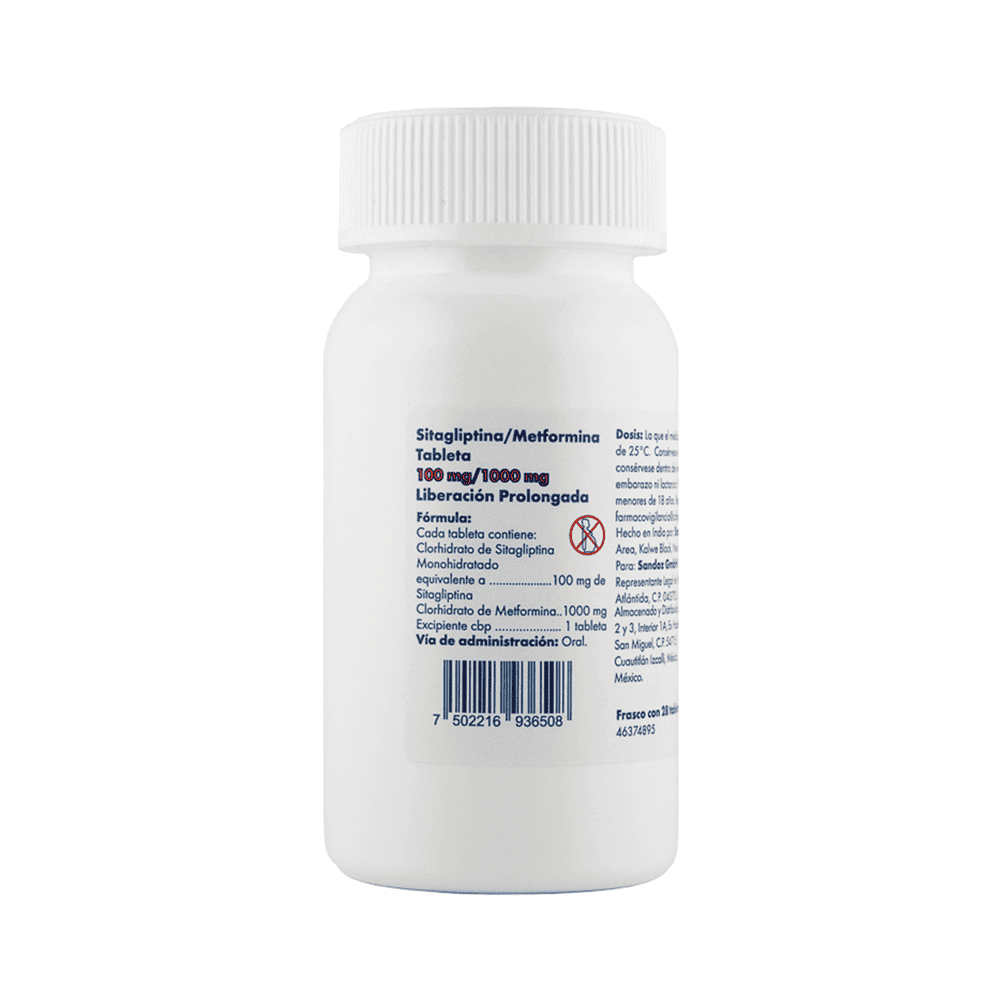 METFORMINA / SITAGLIPTINA 1000MG/100MG 28 TABLETAS LIBERACION PROLONGADA